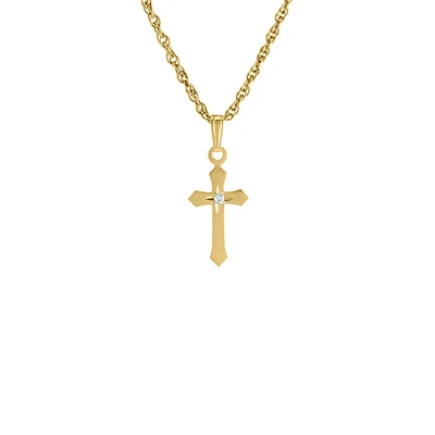 13MM Cross with Diamond Kids Necklace