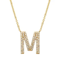 12MM Double Row Diamond Initial Necklace