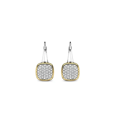 Pave Cushion Dangle Earrings
