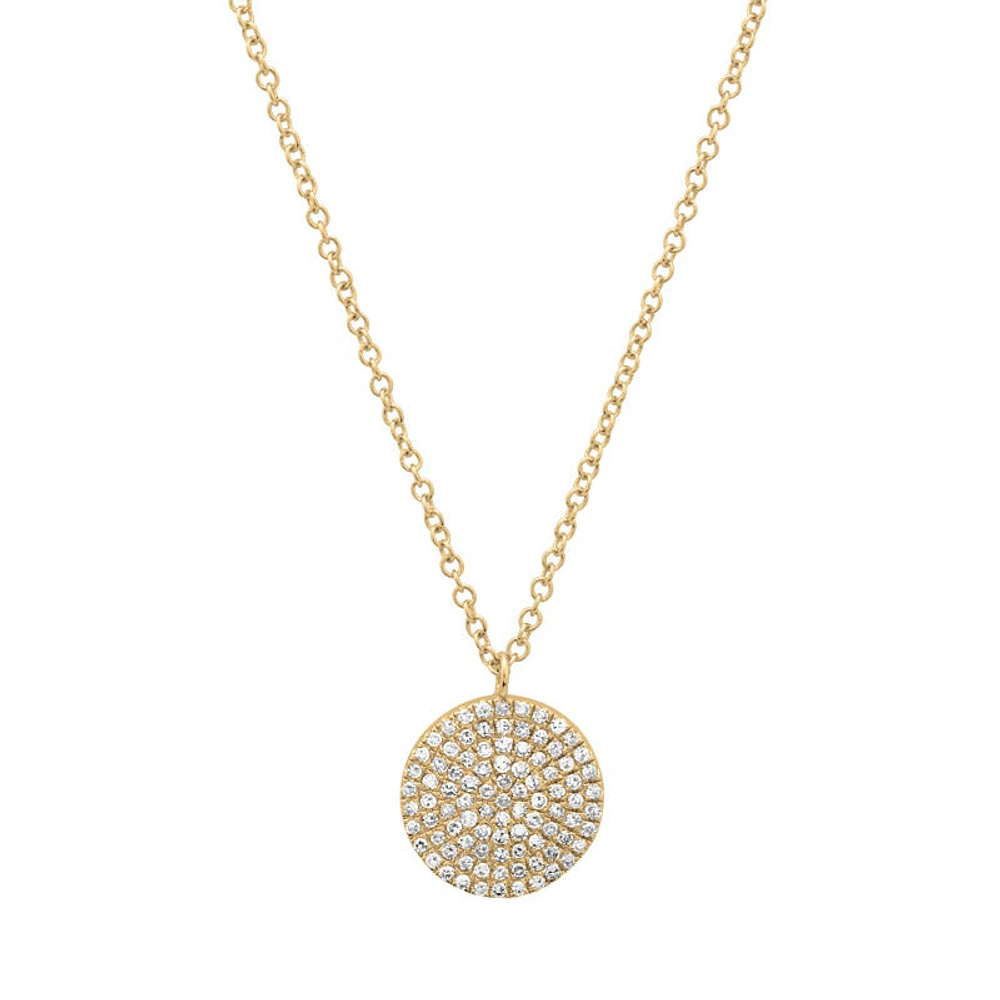 Flat Disk Pave Diamonds Necklace