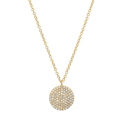 Flat Disk Pave Diamonds Necklace
