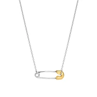 Safety Pin Two Tone Necklace