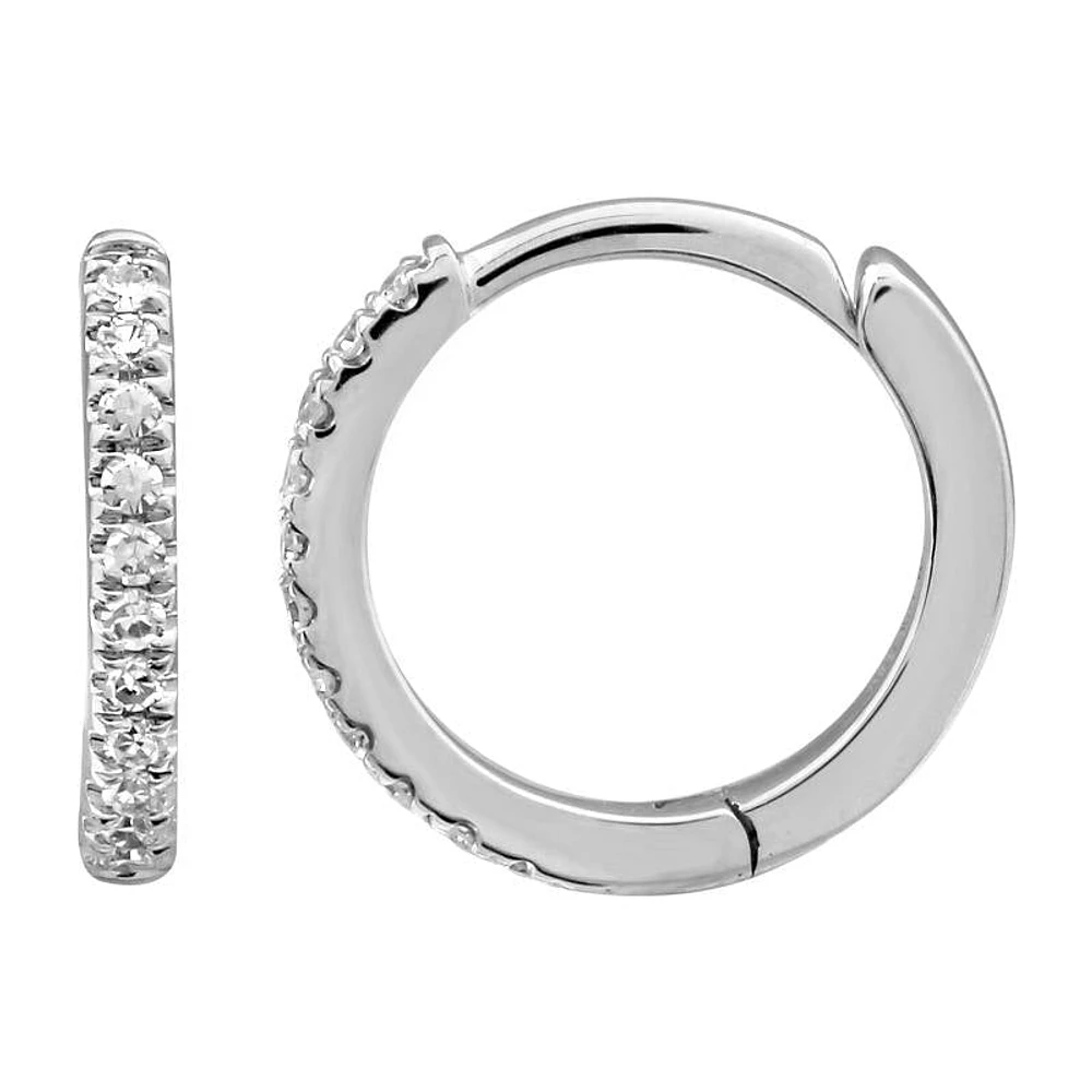 White Gold and Diamond 10MM Huggie Earrings