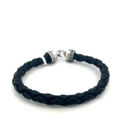 Black Braided Leather Bracelet