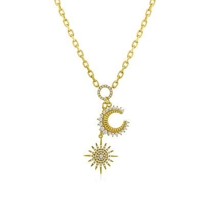Majestic Moon and Stars Diamonds Necklace