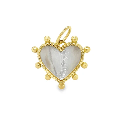 Beaded Heart Mother Pearl Pendant 15MM