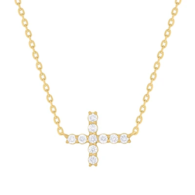 Sideway Diamond Cross Necklace