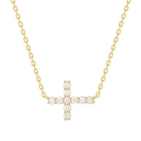 Sideway Diamond Cross Necklace