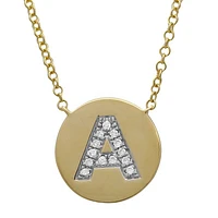 Gold Disk Diamond Initial Necklace - A