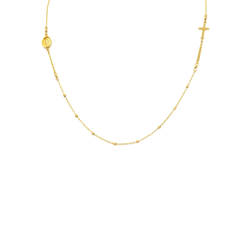 Milagrosa and Cross Beaded Necklace