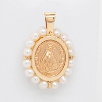 Virgen Milagrosa Oval Pearl 18MM Pendant