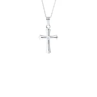 16MM Solid Cross White Gold and Diamond Kids Necklace