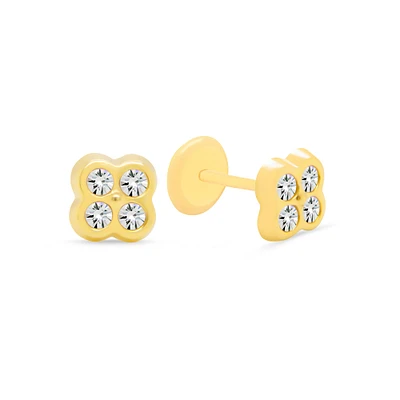 Four Zirconia Clover Stud Earrings
