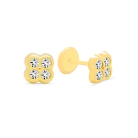 Four Zirconia Clover Stud Earrings