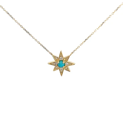 Diamond and Turquoise Star Necklace