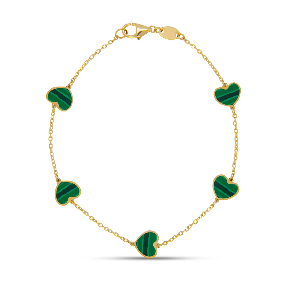 Heart Inlay Malachite Bracelet