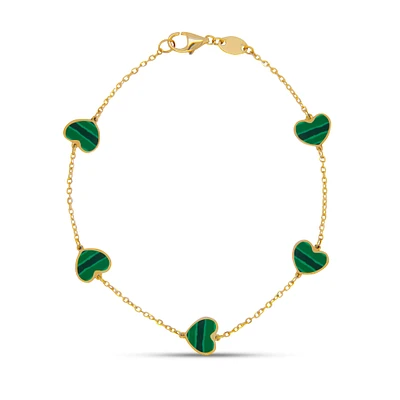 Heart Inlay Malachite Bracelet