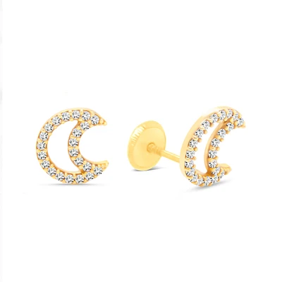 Crescent Moon Outline 5MM Stud Earrings