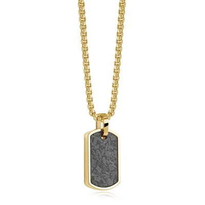 Dogtag Carbon Fiber Golden Steel Necklace