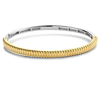 Ribbed Skinny Golden Bangle Bracelet