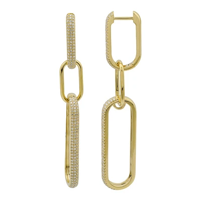 Three Paper Clip Links Diamond Earrings