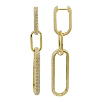 Three Paper Clip Links Diamond Earrings