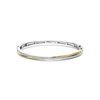 Crossover Golden Pave Bangle Bracelet