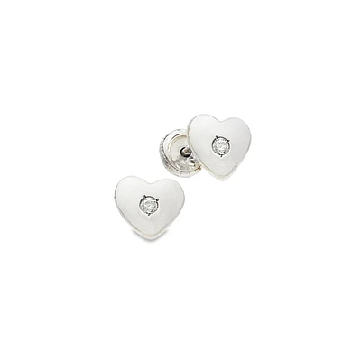 White Gold Diamond Heart Stud Earrings