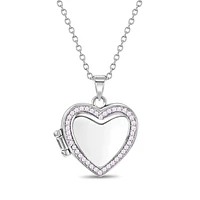 Heart Kids Locket Necklace with Pink Zirconias