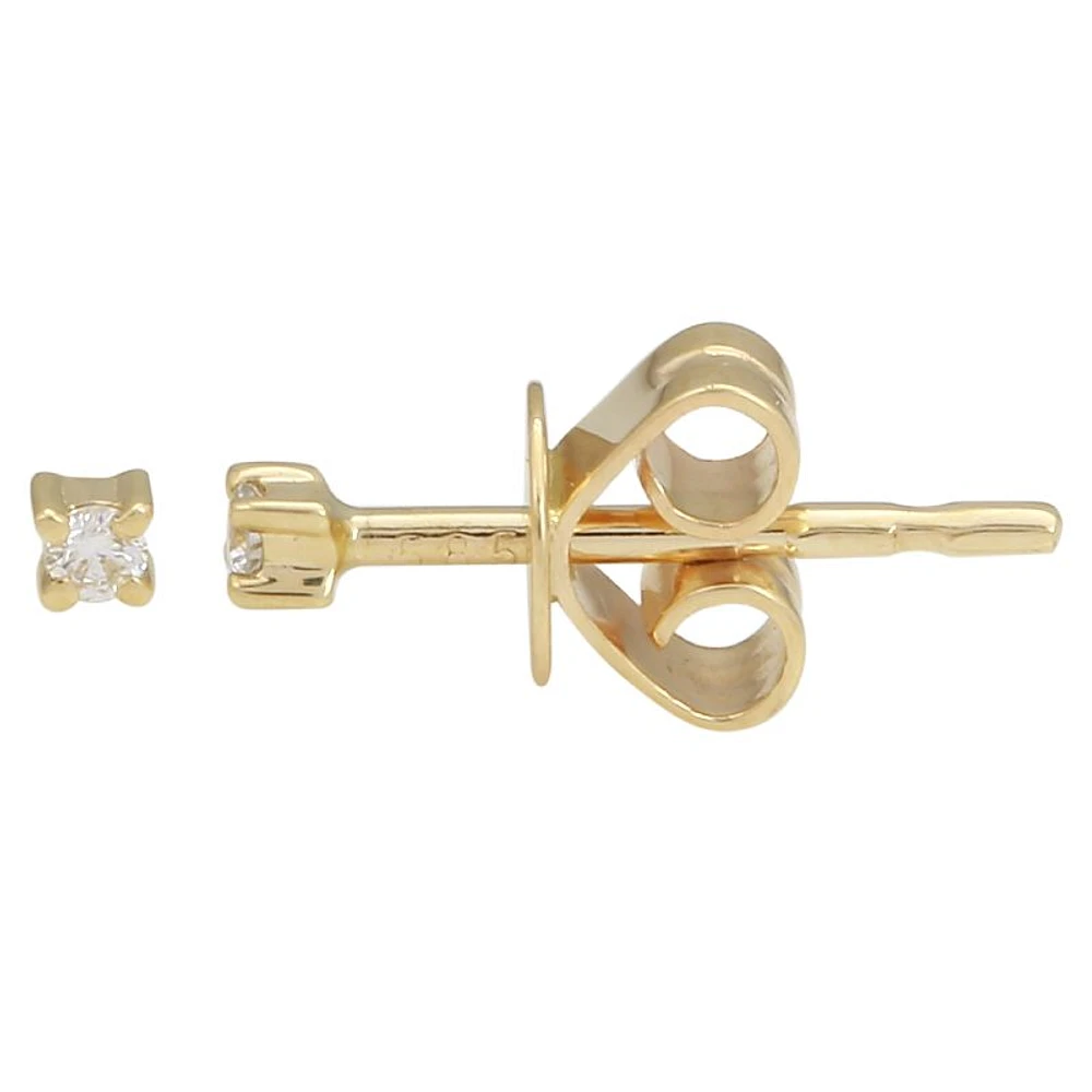 .04ct Solitaire Diamond Four Prong Stud Earrings 14KY