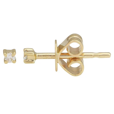 .04ct Solitaire Diamond Four Prong Stud Earrings 14KY