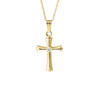 16MM Cross with Diamond on Rope Chain Kids Necklace
