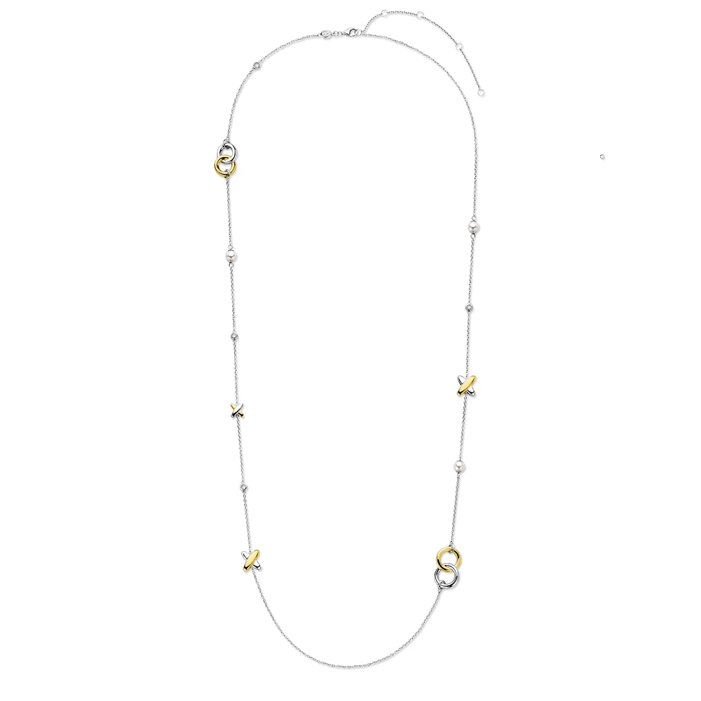 XOXO Two Tone Pave Long Necklace