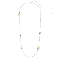 XOXO Two Tone Pave Long Necklace