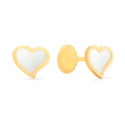 Slanted Heart Mother pearl 5MM Stud Earrings
