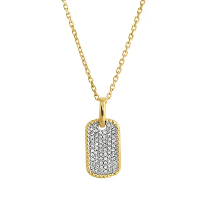 Mini Diamonds Pave Dogtag Necklace