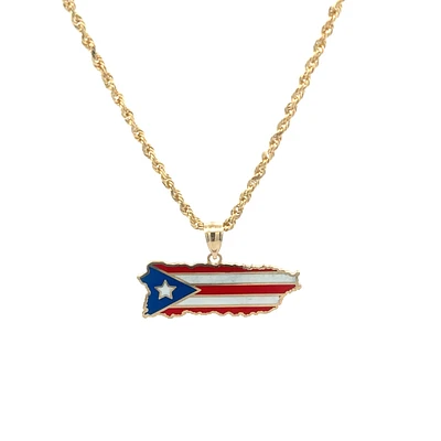 Puerto Rico Island Map Flag Pendant