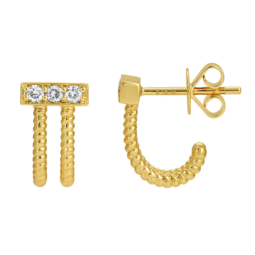 J T Diamond Huggie Earrings
