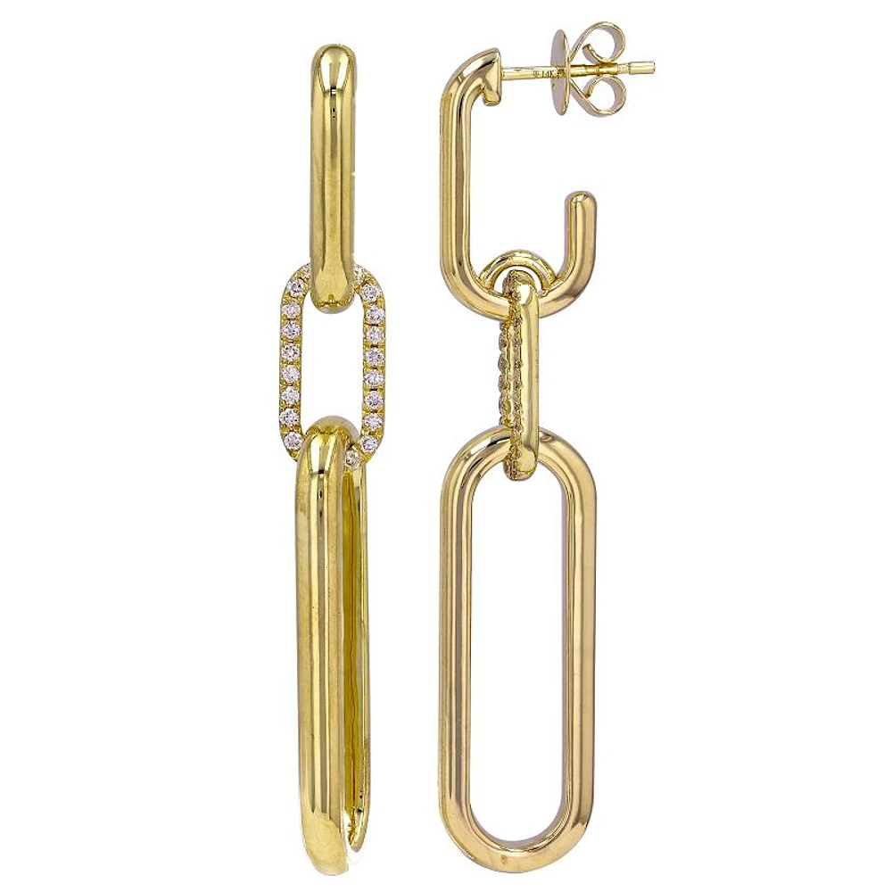 Three Paperclip Links and Diamonds Earrings
