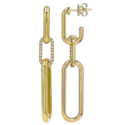 Three Paperclip Links and Diamonds Earrings