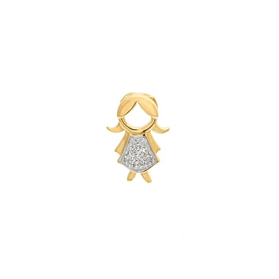 Girl Two Tone Diamonds 11MM Pendant