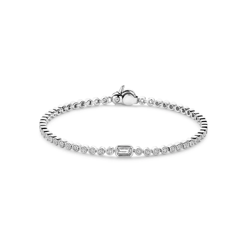 Bezel Set Clear Emerald Tennis Bracelet