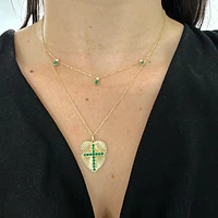 Vibrant Pear Shape Emeralds and Diamond Dangles Necklace