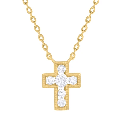 Mini Six Diamond Cross Necklace