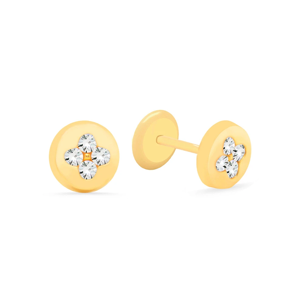 Clover on Disk Stud Earrings