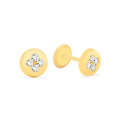 Clover on Disk Stud Earrings