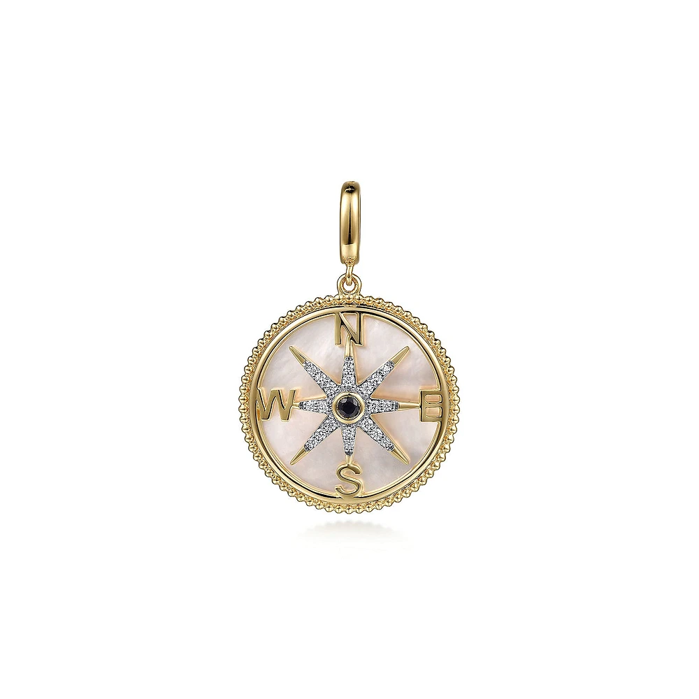 Mother Pearl Compass Pendant Large