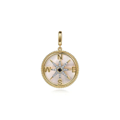 Mother Pearl Compass Pendant Large