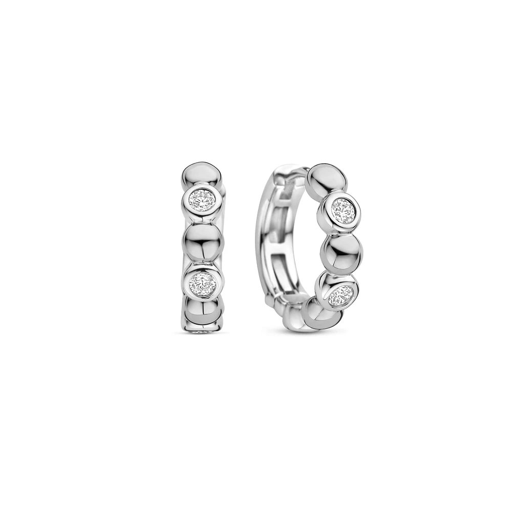 Drop Silver Huggie Earrings