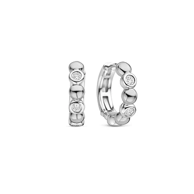 Drop Silver Huggie Earrings